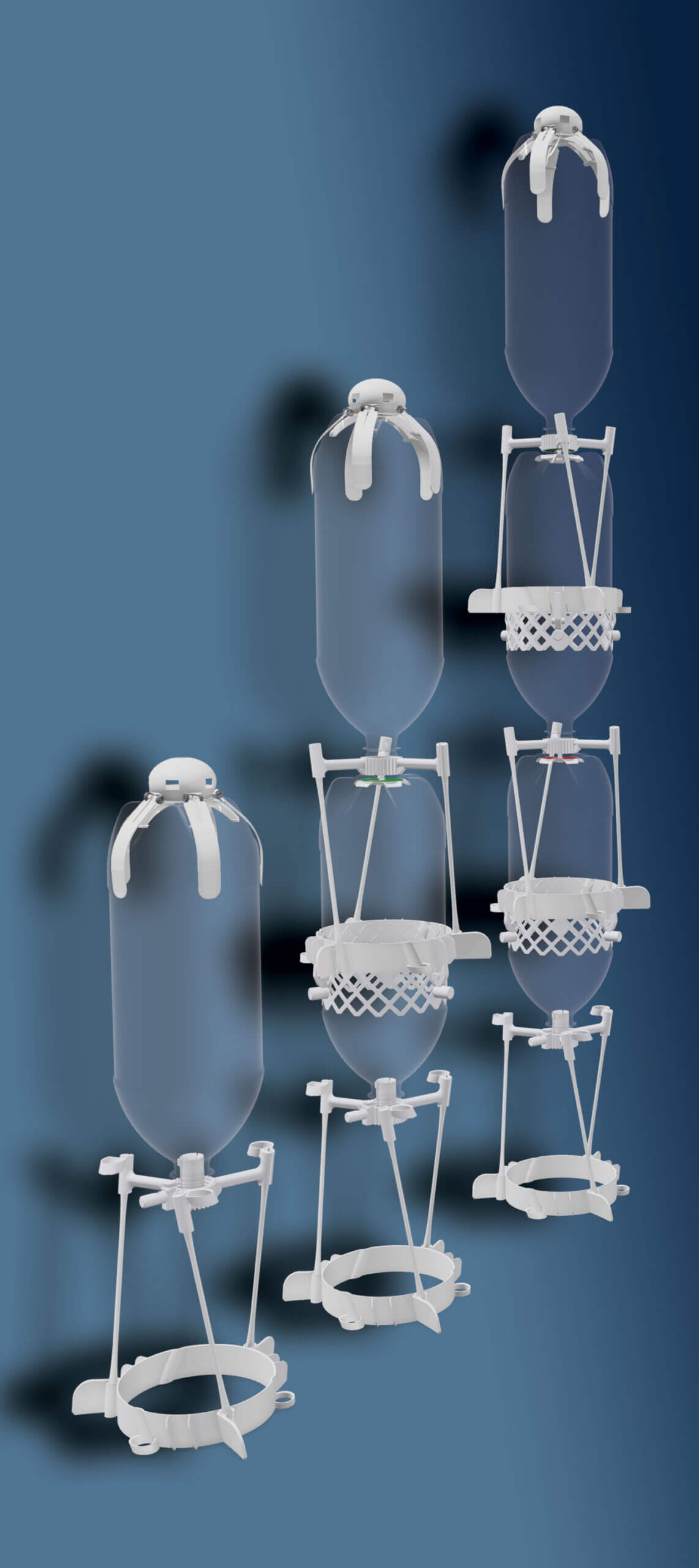 AntiGravity's 3, 2, and 1 stage advanced water rockets fly straight up, and each stage does a belly-flop descent.